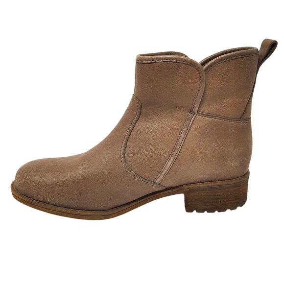 Ugg Shoes Womens 9 Boots Lavelle Camel Leather Shearling Ankle Zip - Picture 3 of 10